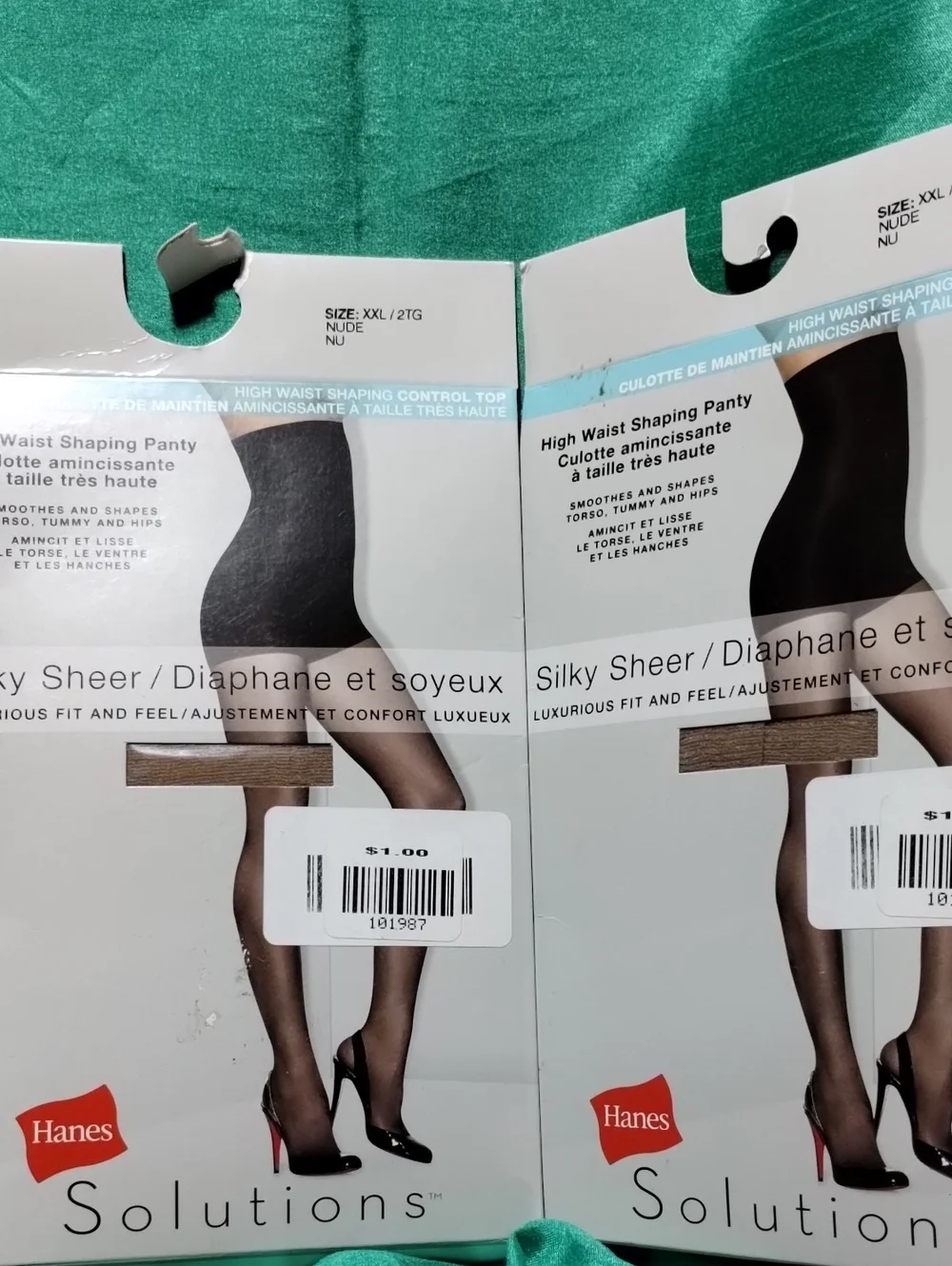 Hanes Silky Sheer High Waist Shaping Pantyhose - Nude & Black